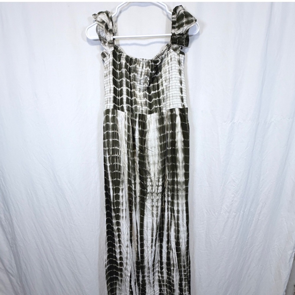 CUPSHE‎ Maxi Dress Tie Dye Olive Green Smocked Ruffle Strap CAA05A4C105CA Size M